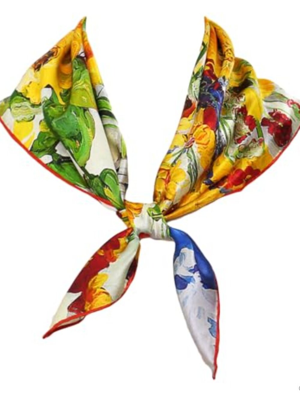 100% Silk Square Scarf 25x25 Floral Charmeuse